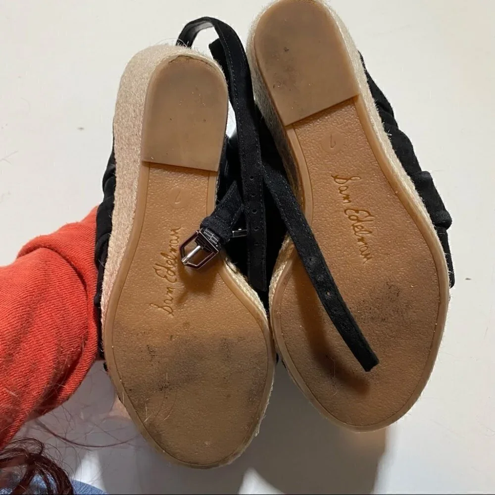 Sam Edelman Black Awan Wedge Espadrille Sandals